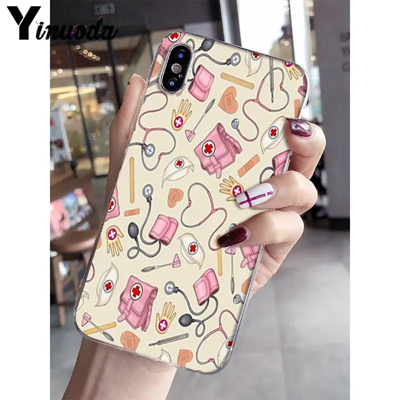 

Yinuoda Nurse Medical Medicine Health Heart Pattern TPU Soft Phone Case For iphone 12pro max 8 7 6 6S Plus X XS MAX 5S SE XR 10
