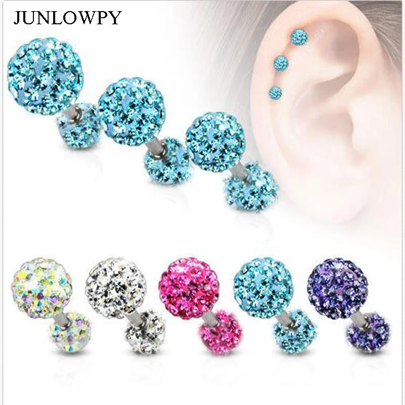 JUNLOWPY CZ драгоценные камни ухо хрящ Tragus женщины спиральный для хряща пирсинг