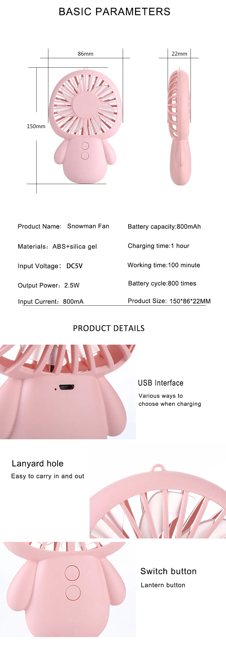 LEARNHAI Перезаряжаемый USB вентилятор мини электрический вентилятор с переключателем 2 скорости регулируемый для ноутбуков Настольный внешний аккумулятор