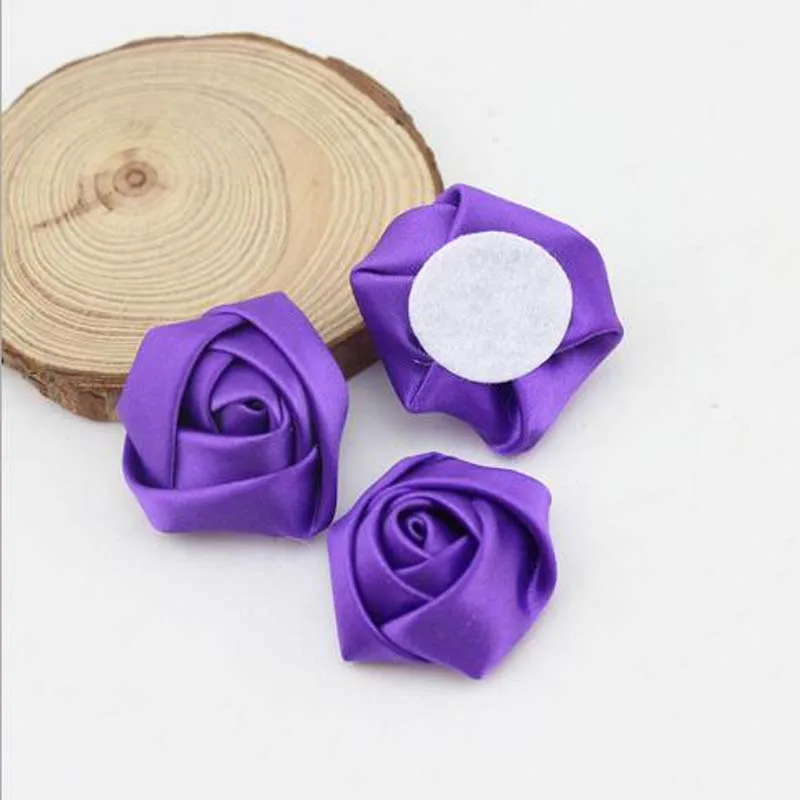 20 шт. фиолетовая ручная работа диаметр 3 5 см сатиновая роза искусственная лента