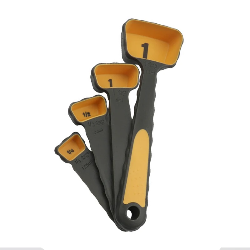 4pcs orange spoon 4 шт. силиконовые портативные мерные стаканы ложки складные кухонные принадлежности для измерения качества еды кухонные принадлежности для готовки - Цвет: 4pcs orange spoon
