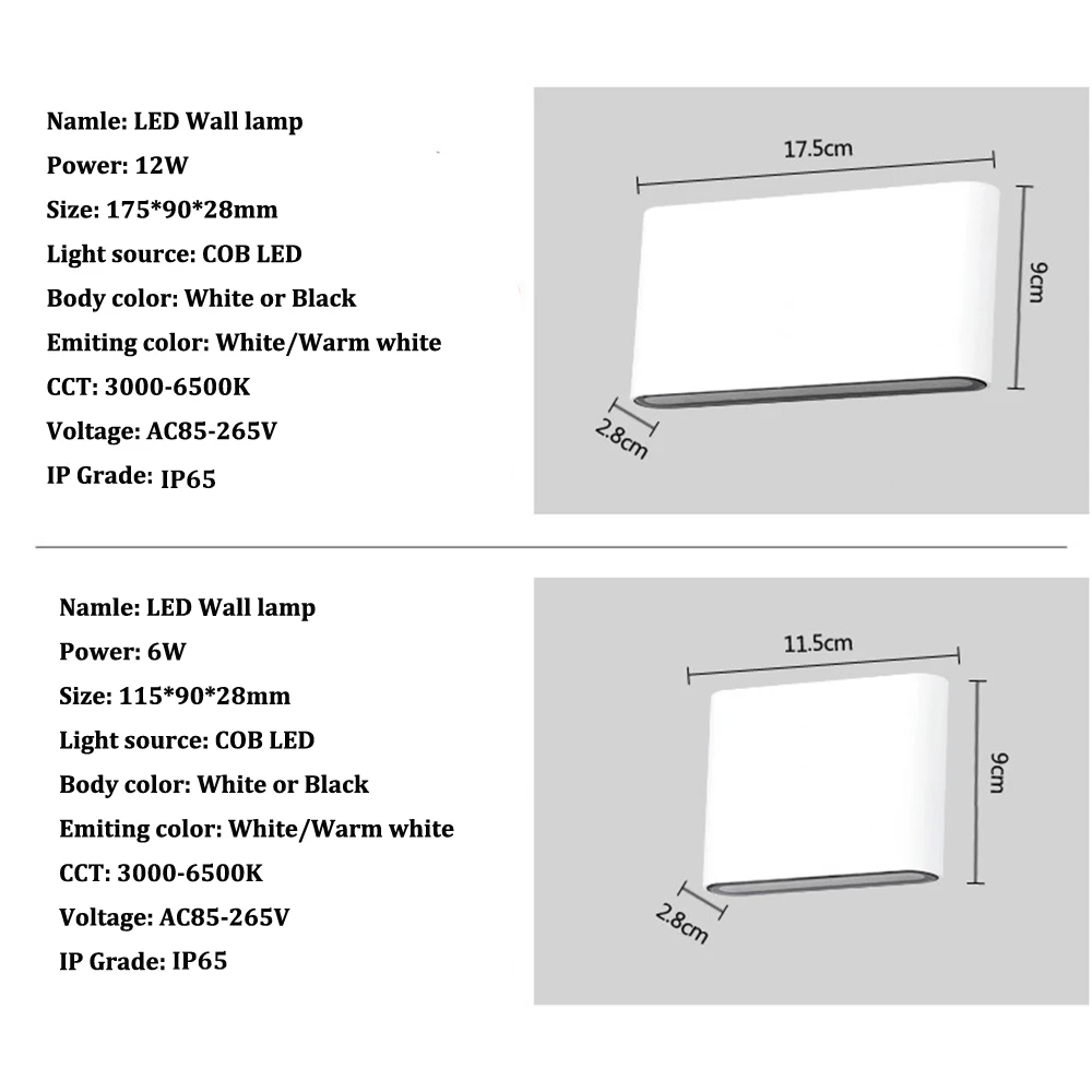 2pcs/lot LED Wall Lamp 6W 12W Outdoor/indoor Lights Garden For Living room Corridor Decoration Lighting | Освещение