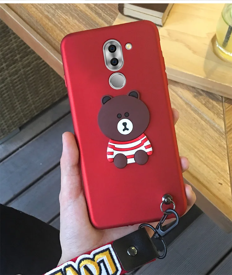 ALIVO For Huawei honor 6X case full protection Cartoon 3d cute bear silicon Fitted Case with hand rope for huawei gr5 2017 cover |
