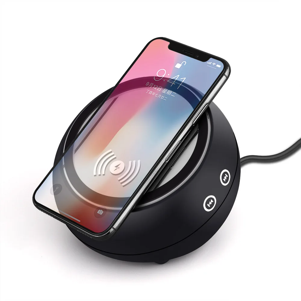 Black Fdgao портативный Bluetooth динамик Qi Беспроводное зарядное устройство Быстрая зарядка подставка динамик для iphone 8 X XS MAX XR samsung S9 S8 S7 - Тип штекера: Black