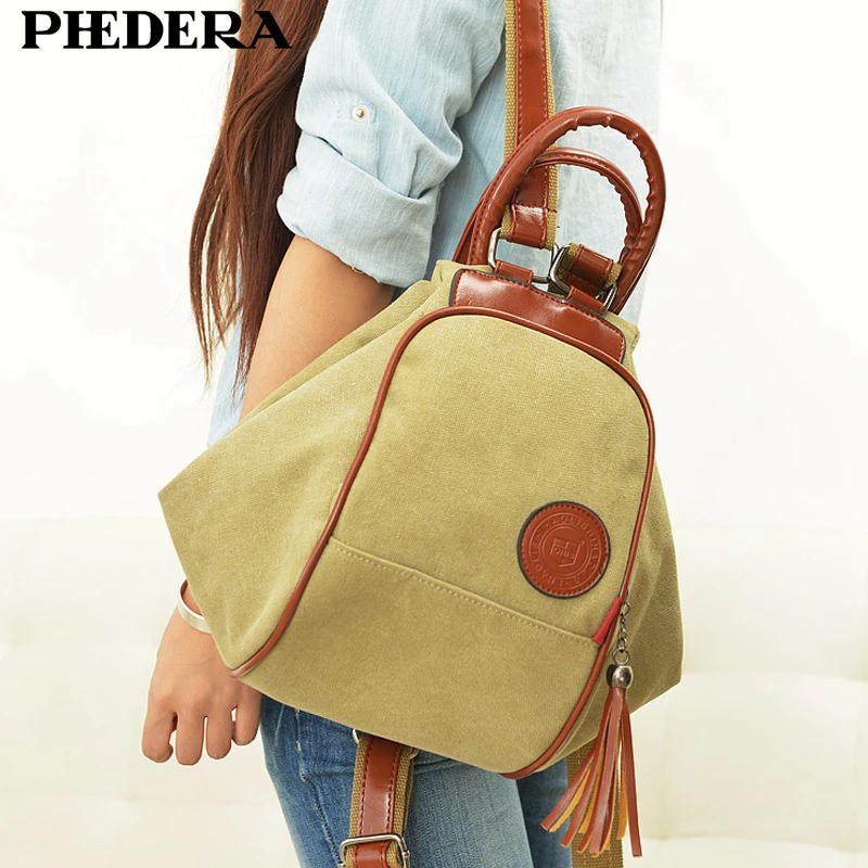 PHEDERA Классический женский винтажный холщовый рюкзак корейская мода подростковый