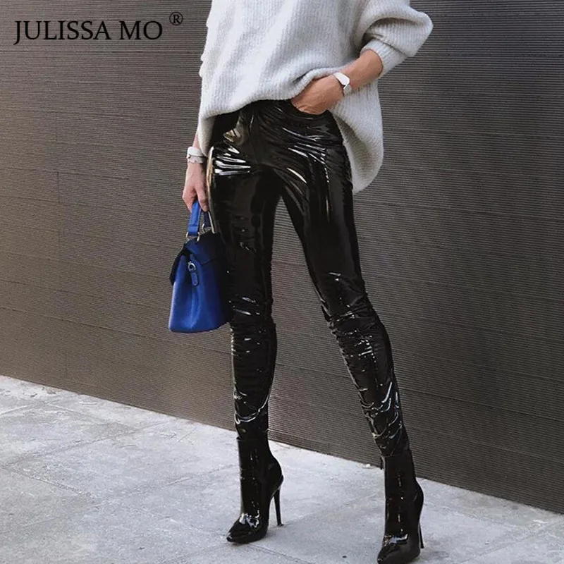 JULISSAMO черные брюки из искусственной кожи Женские однотонные леггинсы