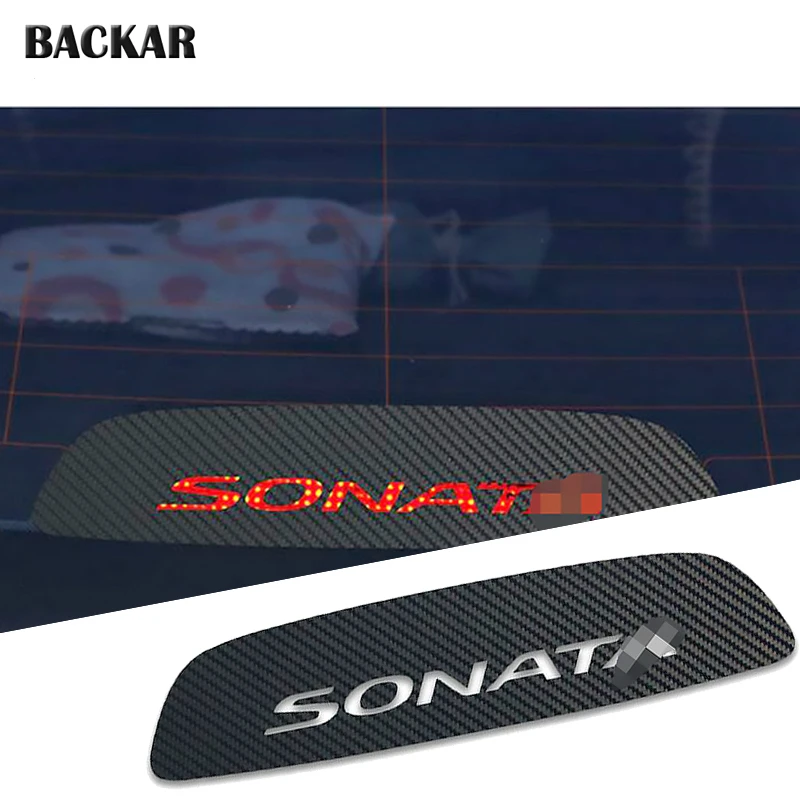 Автомобильные наклейки с эмблемой из углеродного волокна для hyundai Sonata 8th 9th Sonata, автомобильный светильник с высоким тормозом, аксессуары