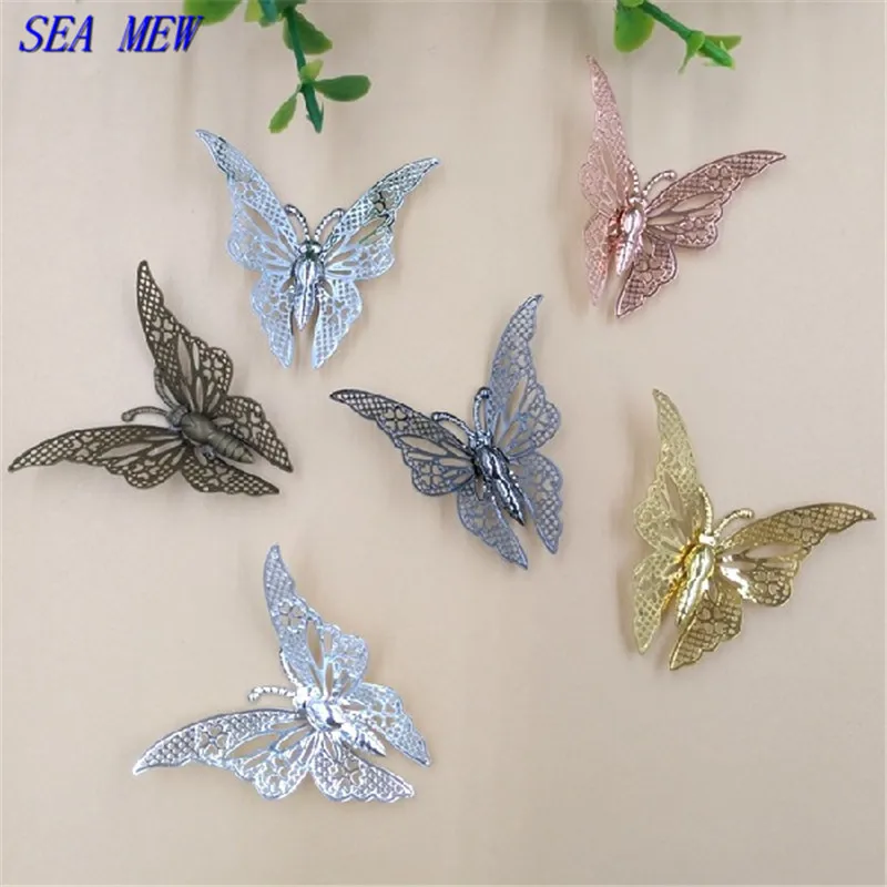

SEA MEW 35*32 мм, 3 цвета, медные позолоченные филигранные бабочки, Модные ажурные Разъемы-бабочки, фурнитура для изготовления ювелирных изделий