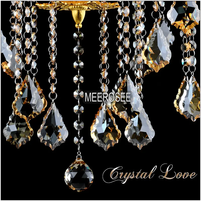 Gold Crystal Chandelier Lighting Fixture 8 Arms Classic Metal Chandelier Crystal Lustre Hanging Lamp for Foyer MD8676 L8