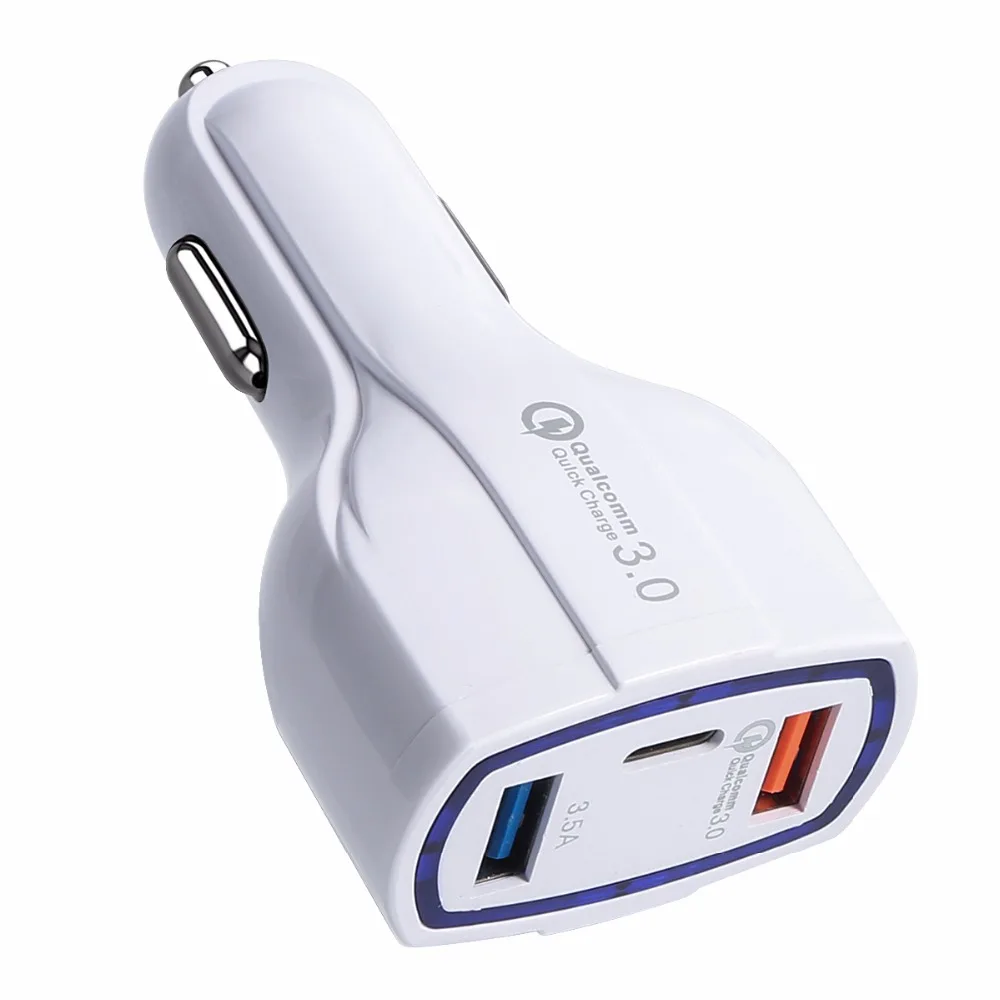 SOONHUA QC3.0 USB Автомобильное зарядное устройство смарт автомобильное зарядное устройство адаптер двойной USB+ type-C 3 порта быстрая зарядка автомобильное зарядное устройство для мобильного телефона s