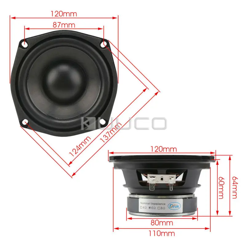 Динамик сабвуферный 4 5 дюйма 6 Ом Hi Fi 40 Вт|speaker 40w|speaker forspeaker speaker |
