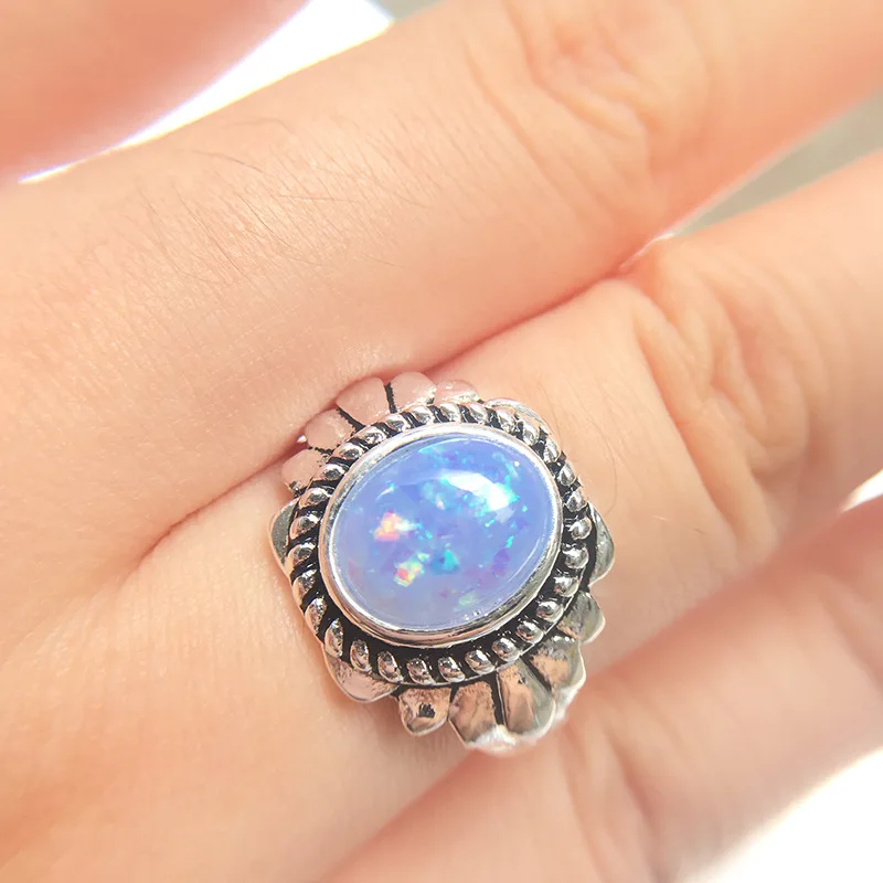 Женское кольцо с опаловым покрытием розовое белое синее модное для помолвки |