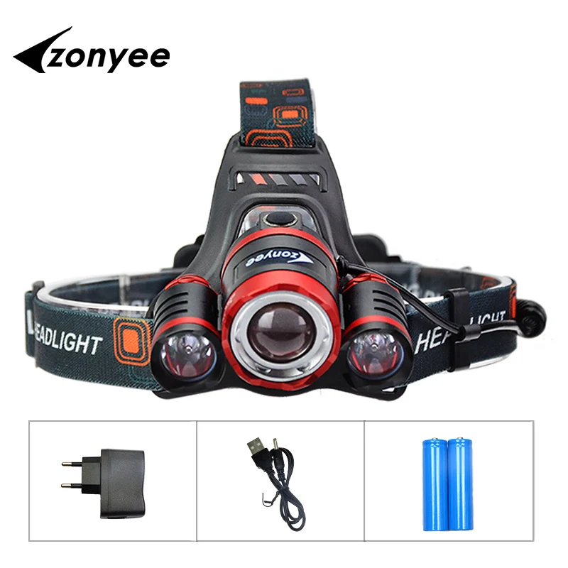 Налобный фонарь передний налобный Linterna XML T6 перезаряжаемый для кемпинга охоты 18650