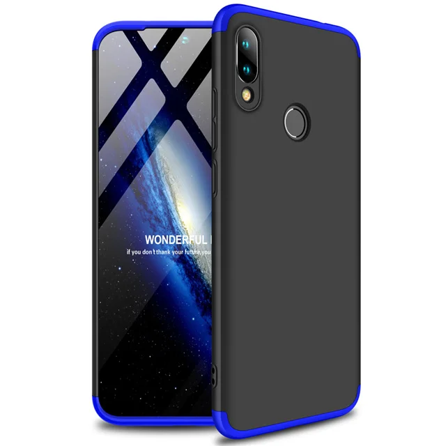 360 ударопрочный защитный жесткий чехол для Xiaomi Redmi Note 7, удобный силиконовый защитный чехол для телефона, чехол для Xiaomi Note 7 Pro 6,3" - Цвет: Black Blue