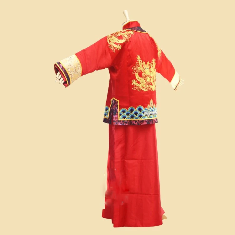Tong LiYa Chen SiCheng Red Chinese Wedding Hanfu Couple Costume Sets Republican Period Wedding Bride and Groom Hanfu