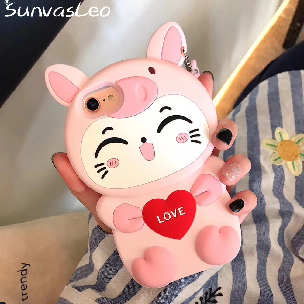 

3D Lucky Cat Cute Cartoon Soft Silicone Case Phone Back Cover Shell For iPhone 5 5S 5C 6 6s Plus 7 8 X XS XR XS Max 11 Pro Max