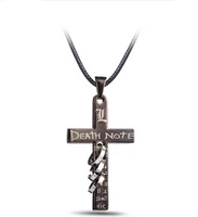 12pcslot anime death note necklace grey crucifix shape pendant choker collar cross rope chain men women gift accessory