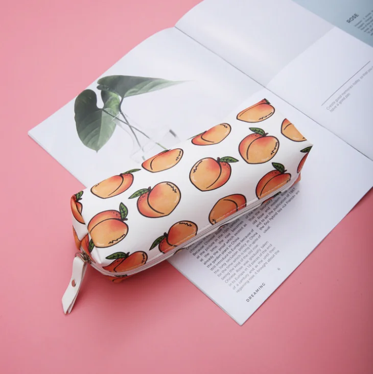 1 шт. милые Мультяшные Чехлы для карандашей с арбузом и персиком девочек пенал из