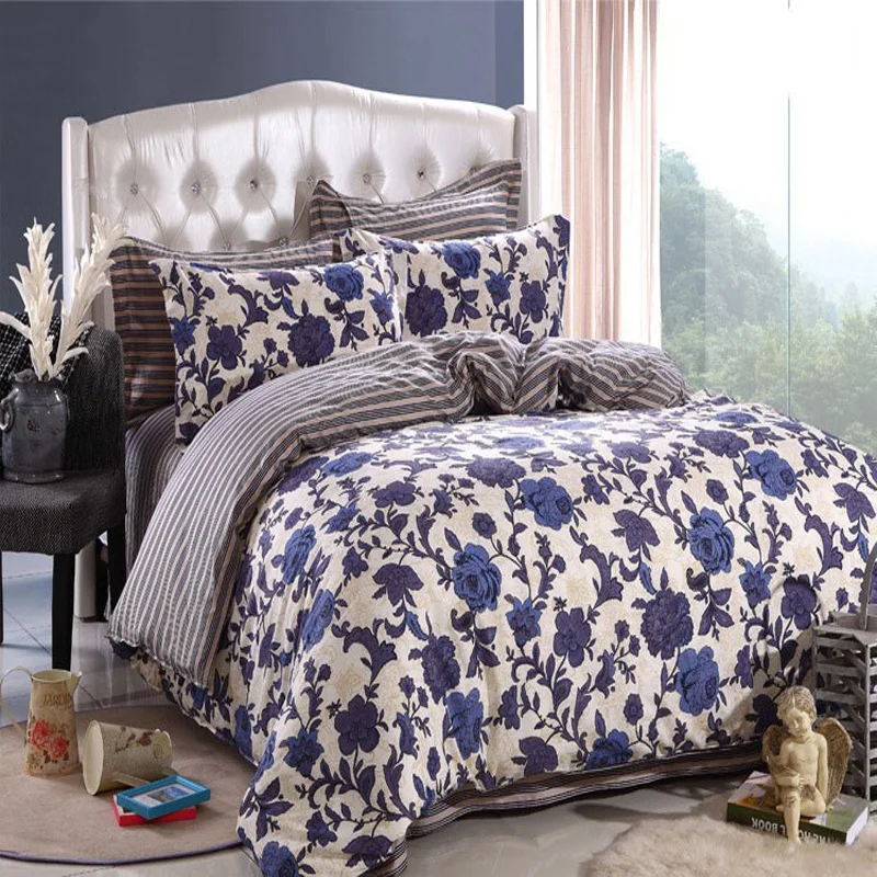 Постельные принадлежности с цветочным принтом пододеяльник простыня и