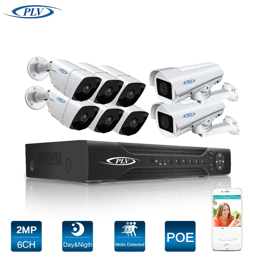 Лучший PTZ камеры безопасности системы видеонаблюдения 8ch 4MP POE NVR + 6 * ip-камера 2.0MP