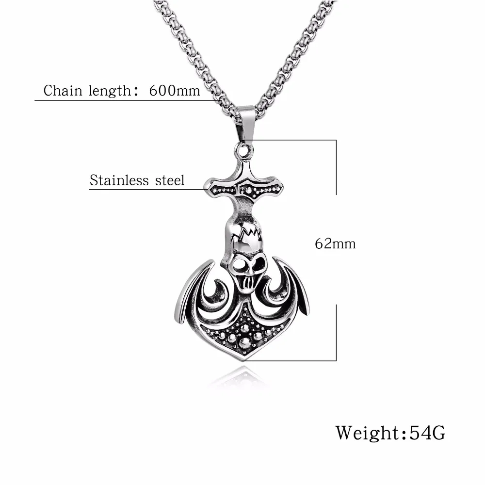 New European and American fashion personality domineering punk skull rock anchor titanium steel men's necklace.GX1446 | Украшения и