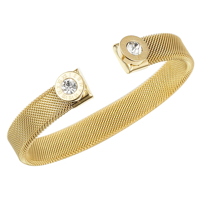 Модный браслет из нержавеющей стали BanglesBracelets для женщин CZ римское письмо браслет для помолвки Свадебная вечеринка женские ювелирные изделия подарок