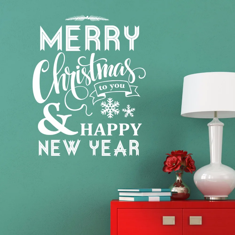 

Рождественские виниловые наклейки в виде Фотообоев c переводными картинками Happy Новый год: наклейка на стену на окно съемный Рождество обои декор дома отдыха AY1489