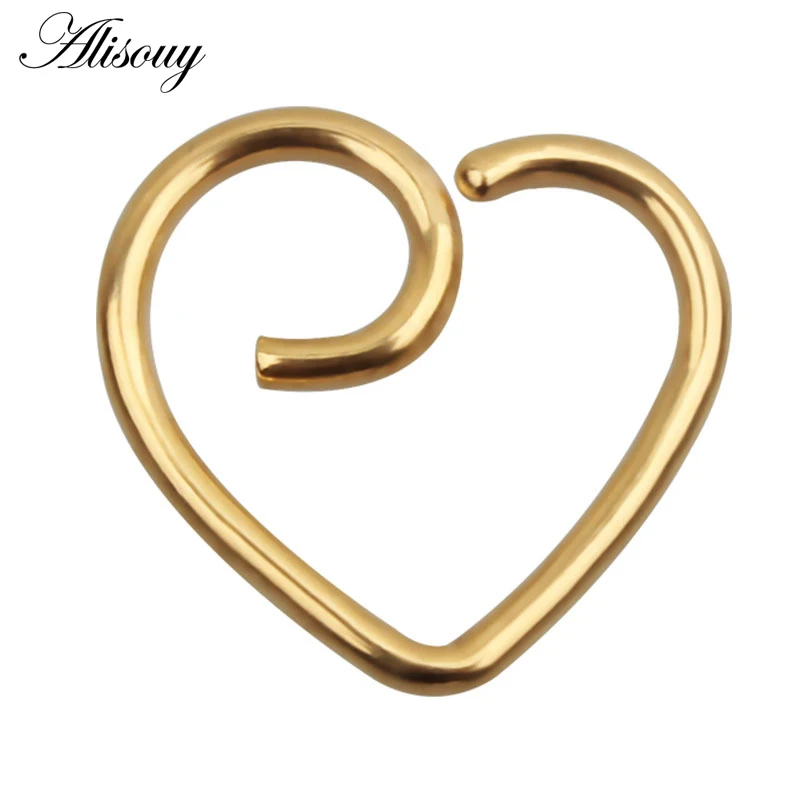 Gold Alisouy 1 шт. стальные пирсинг Спираль пирсинг для уха ушной хрящ Грач пирсинг для уха кости ногтей украшения для тела - Окраска металла: Gold