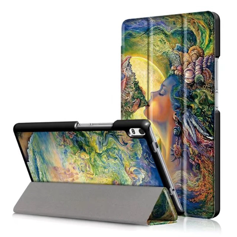 Кожаный чехол для lenovo Tab 4 TAB4 8 Plus TB-8705F/N чехол окрашенный принт PU кожаный Стенд хороший чехол Funda Чехол+ пленка+ стилус