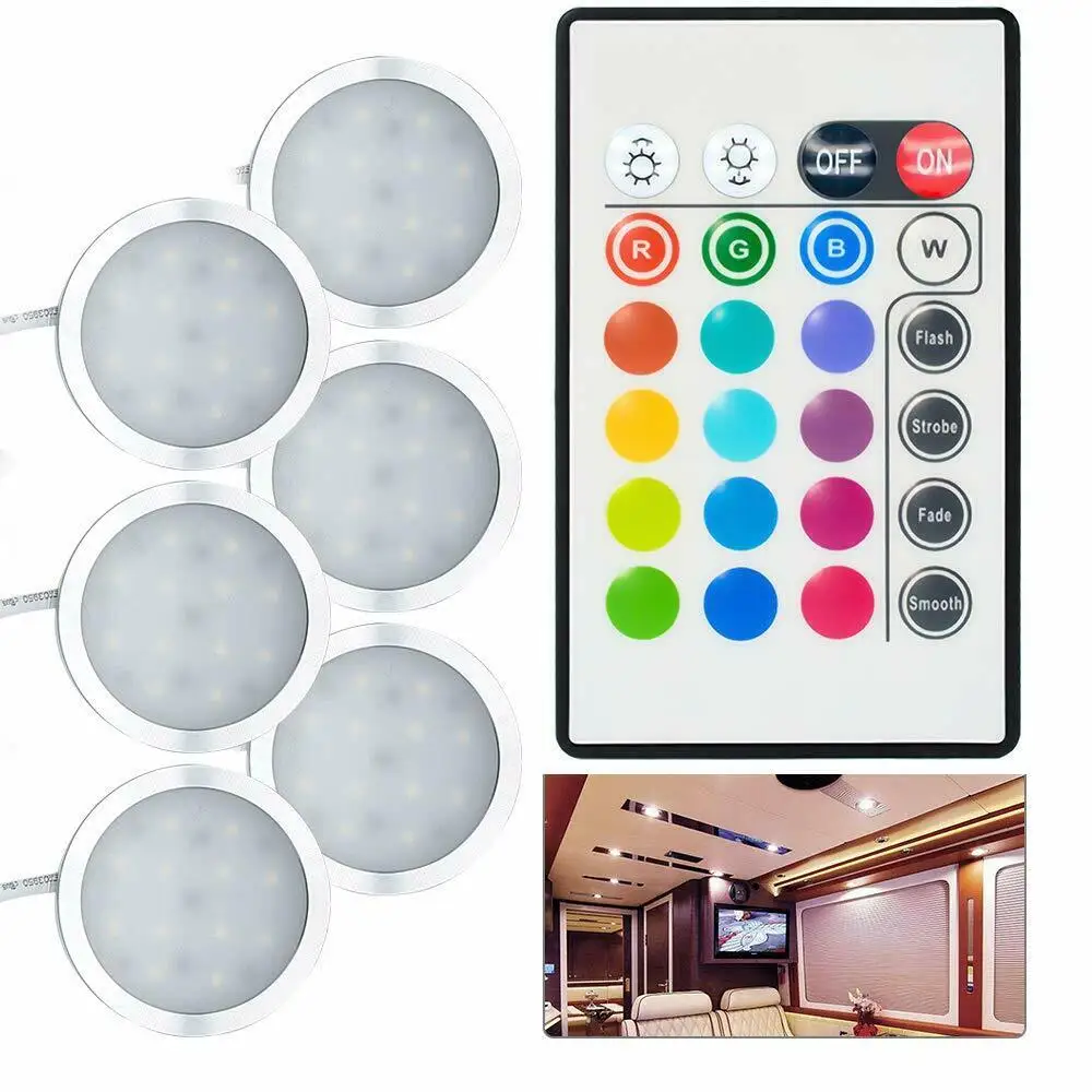 6 шт. DC12V Светодиодный светильник под шкафом RGB встраиваемый кухонный шкаф витрина