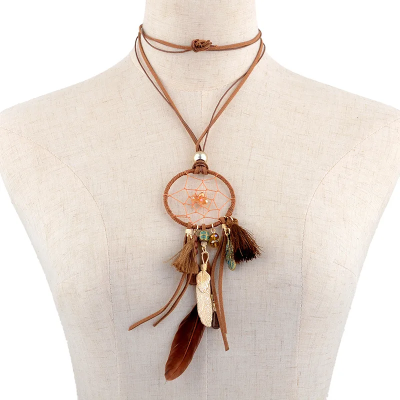 Индонезия Стиль подвеска Ловец снов Цепочки и ожерелья с кисточками в этническом
