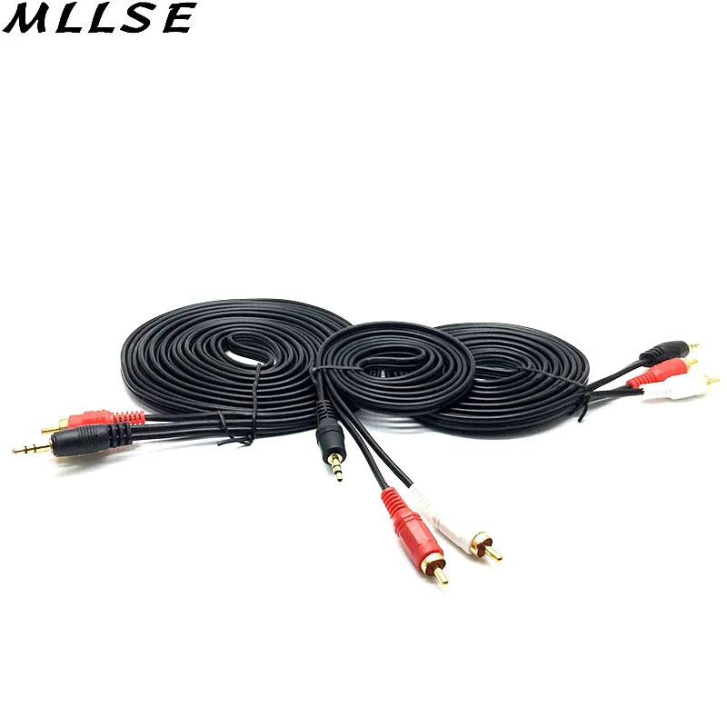 MLLSE 1 шт. 5 м 3 разъем мм 2 RCA аудио кабель адаптер папа Папа AUX для iPod Mp3 Mp4 телефона