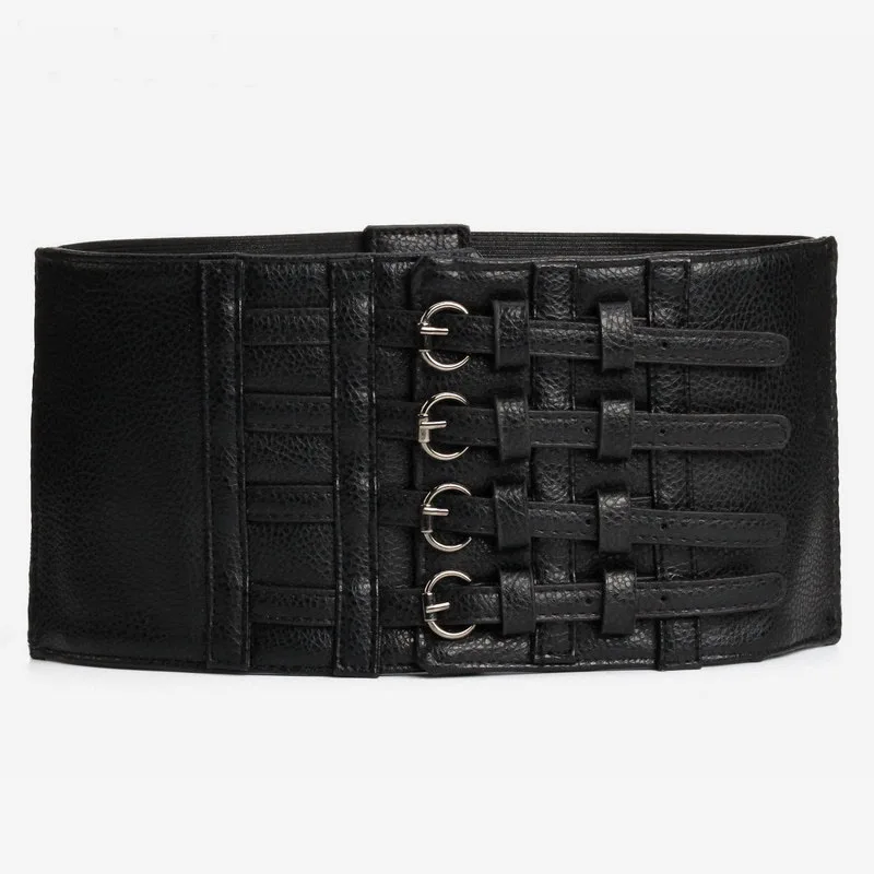 Ремень из искусственной кожи Женский Модный Черный винтажный корсет с поясом на