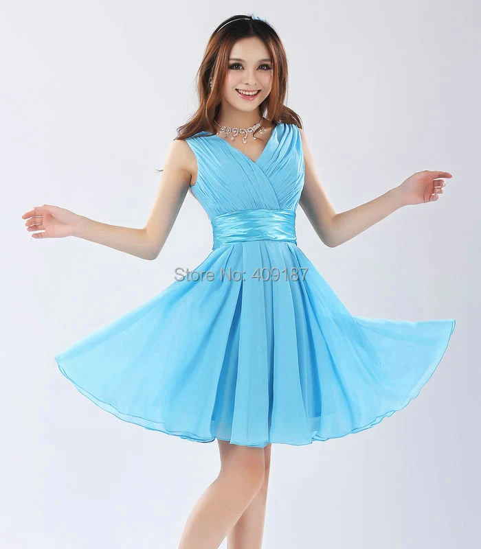 2015 короткое дизайнерское шифоновое платье хорошего качества с двойными плечами