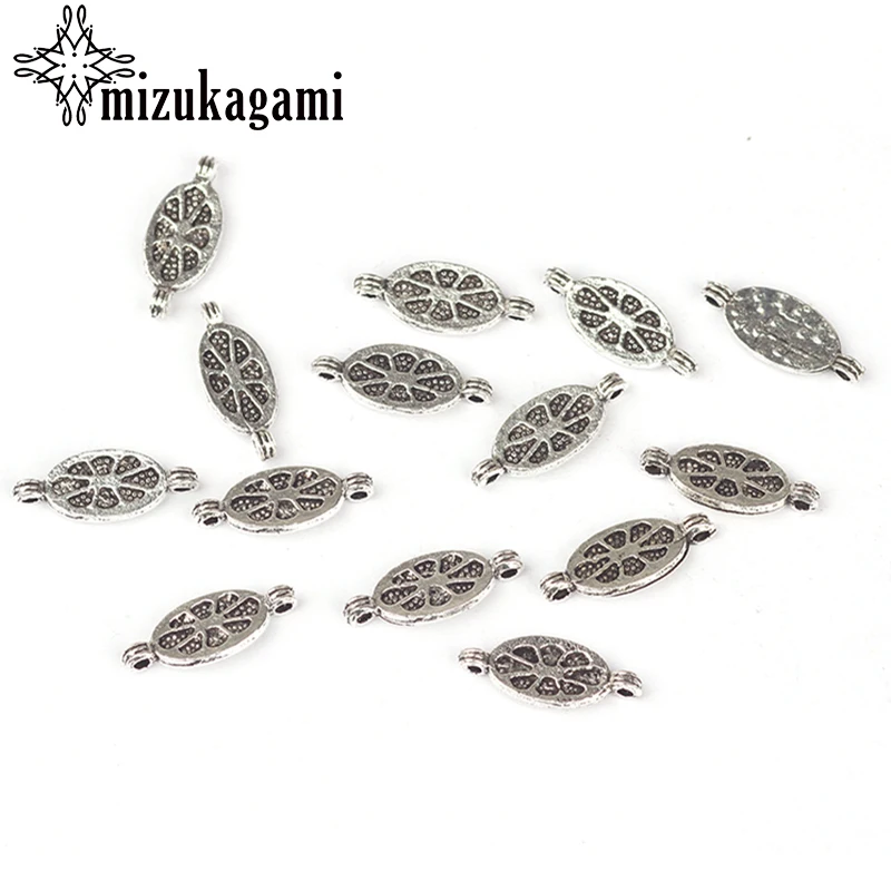 

20pcs/lot 6*15MM Retro Silver Zinc Alloy Mini Oval Connector Charms Pendant For DIY Necklace Jewelry Bracelet Accessories