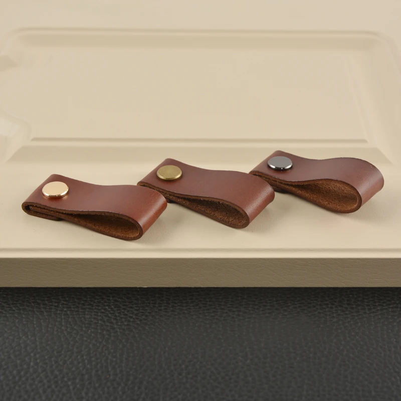 1 шт. ручки для шкафа кожаные комоды круглые ящиков дверные коричневая