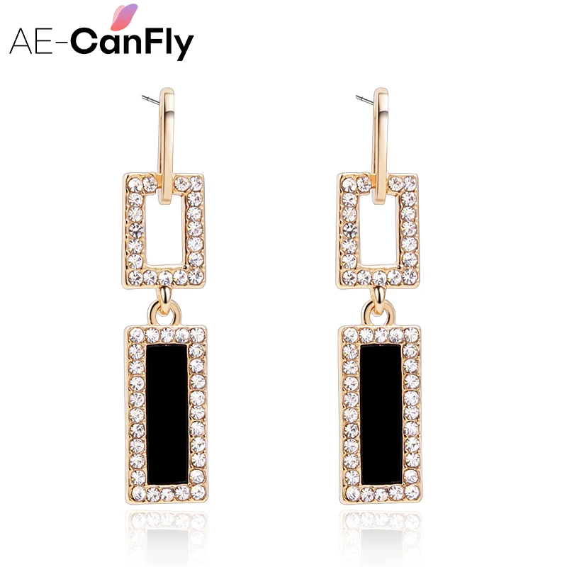 AE-CANFLY модные простые длинные висячие серьги с кристаллами геометрические