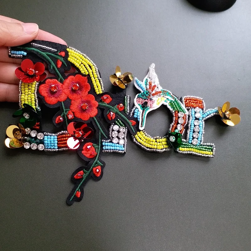 1 шт. нашивки со стразами и бисером для одежды в виде стрекозы роза с цветочным