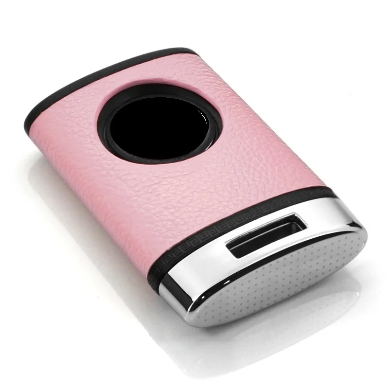 Pink Верхний слой кожи+ ABS ключ крышка оболочки ключа автомобиля ключ чехол для Cadillac CTS XTS ATS XLS SRX брелок аксессуары - Название цвета: Pink
