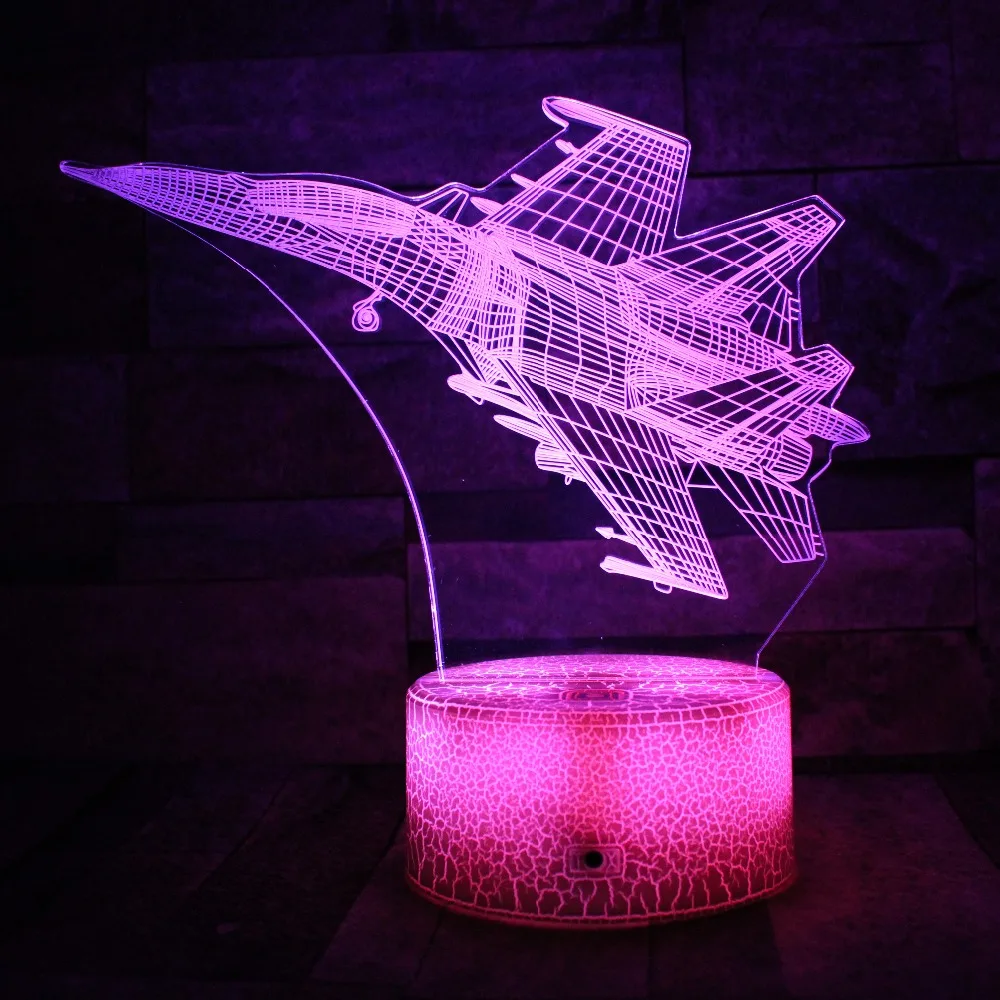 3D ночник в виде самолета светодиодный Настольный светильник с сенсорными