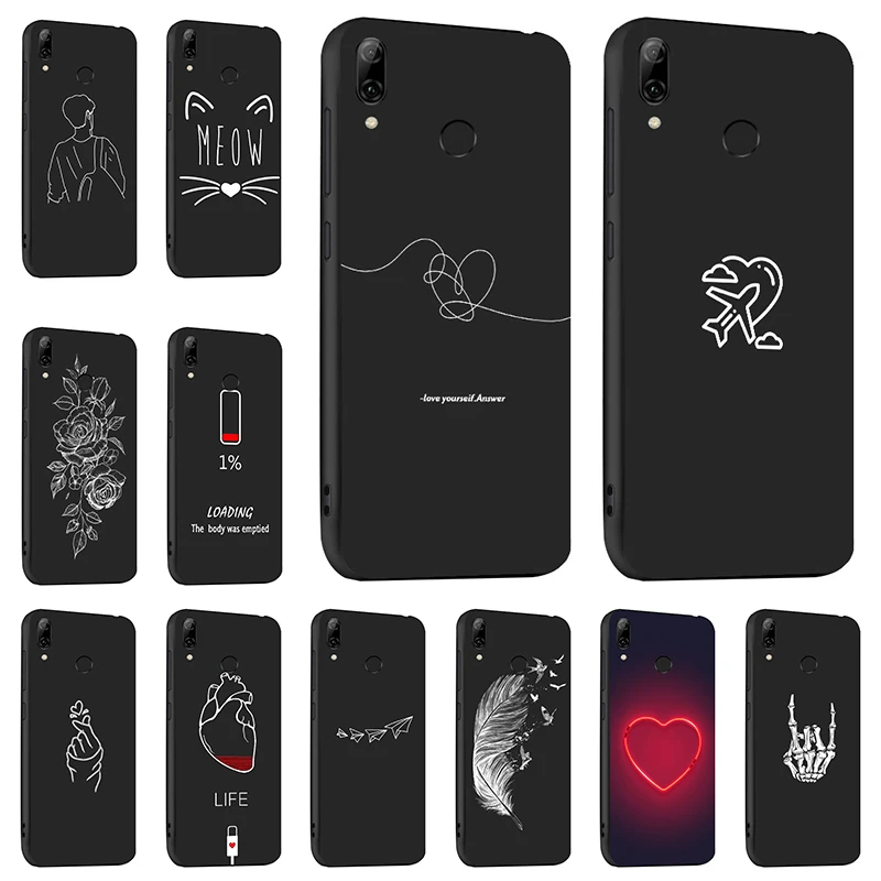 P Smart чехол s для huawei P Smart чехол 3D Окрашенный черный чехол для huawei Y7 Y6 Y5 Prime Y9 Чехлы бампер
