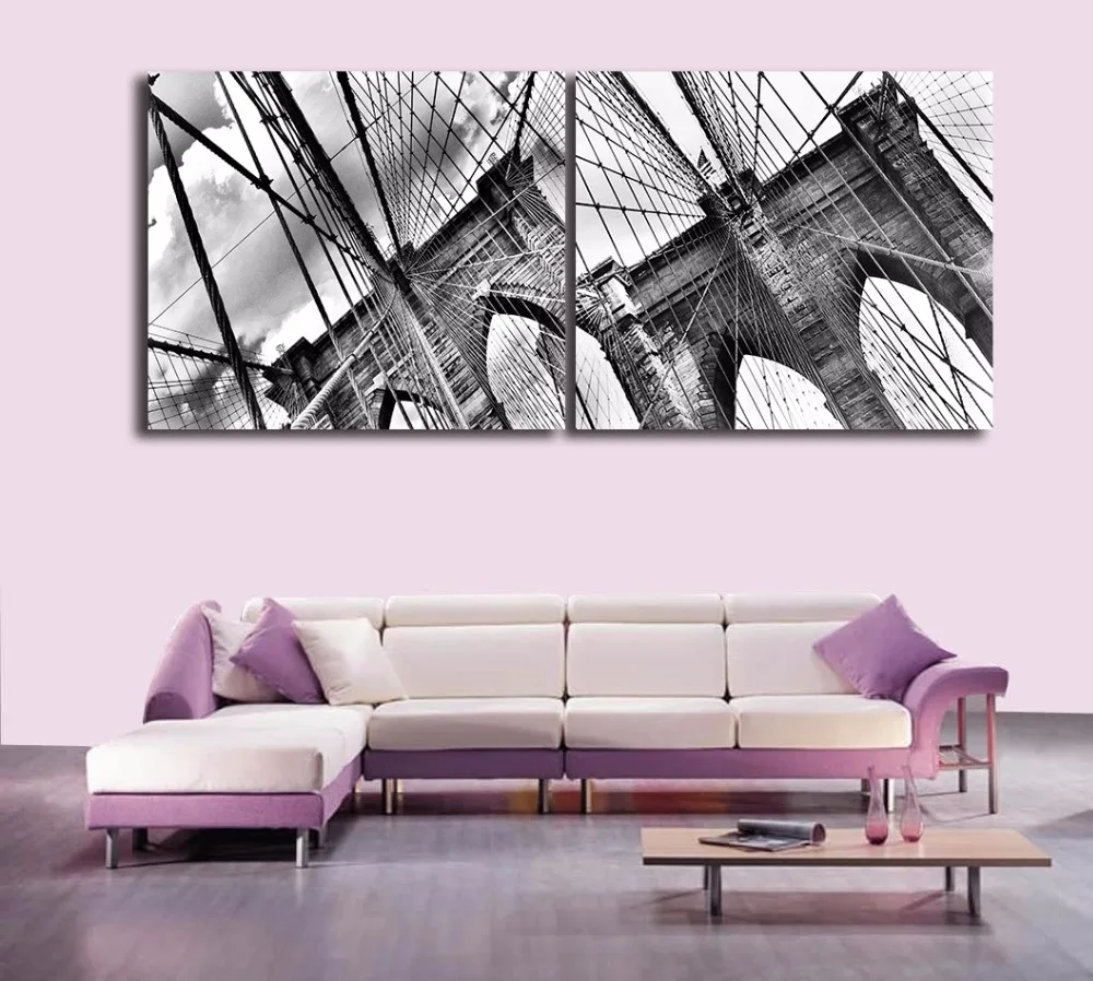Черно-белый Бруклинский мост фотография HD печать картина маслом на холсте