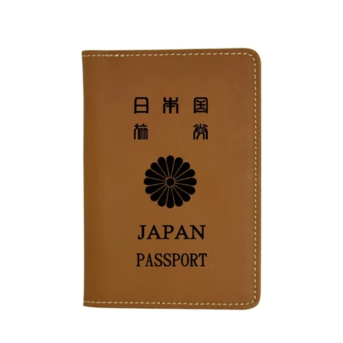 Yellow passport Выгравированная японская Обложка для паспорта, дорожный кошелек, Crazy Horse, кожаный чехол для карт, на заказ, имя для паспорта, кошельки для мужчин и wo мужчин - Цвет: Yellow passport