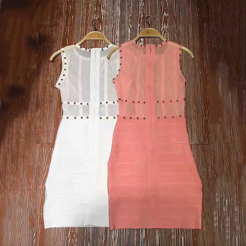 Новинка 2017 женское вечернее Бандажное платье сексуальное без рукавов Сетчатое