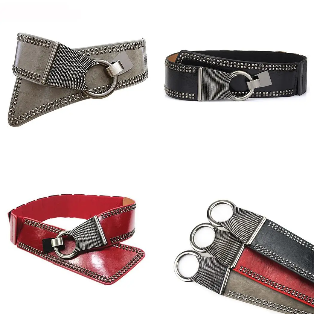 Ни заклепки Стиль упругой Hasp талии панк Для женщин ремень асимметрия|Мужские