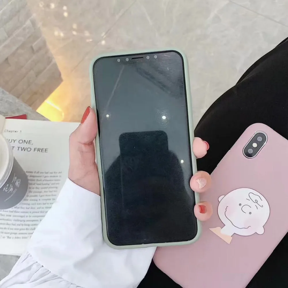WOTP Cute Cartoon Couple Soft TPU Phone Case For iPhone 8 Plus 6 6S 7 X Fashion INS Back Cover iphone XR XS Max Capa Fundas |