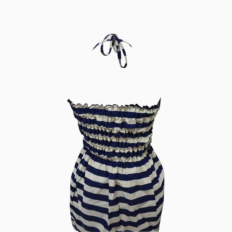 2019 new navy version striped three-piece swimsuit with skirt can be ordered plus fertilizer to increase the size |