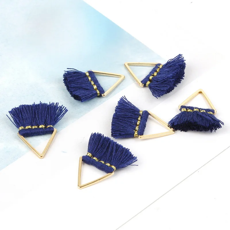 Dark Blue 2 шт. 25 мм Маленькая трёхсторонняя металлическая кисточка полиэстер хлопок бахрома для DIY ремесло брелок серьги аксессуары/17 цветов на выбор - Цвет: Dark Blue