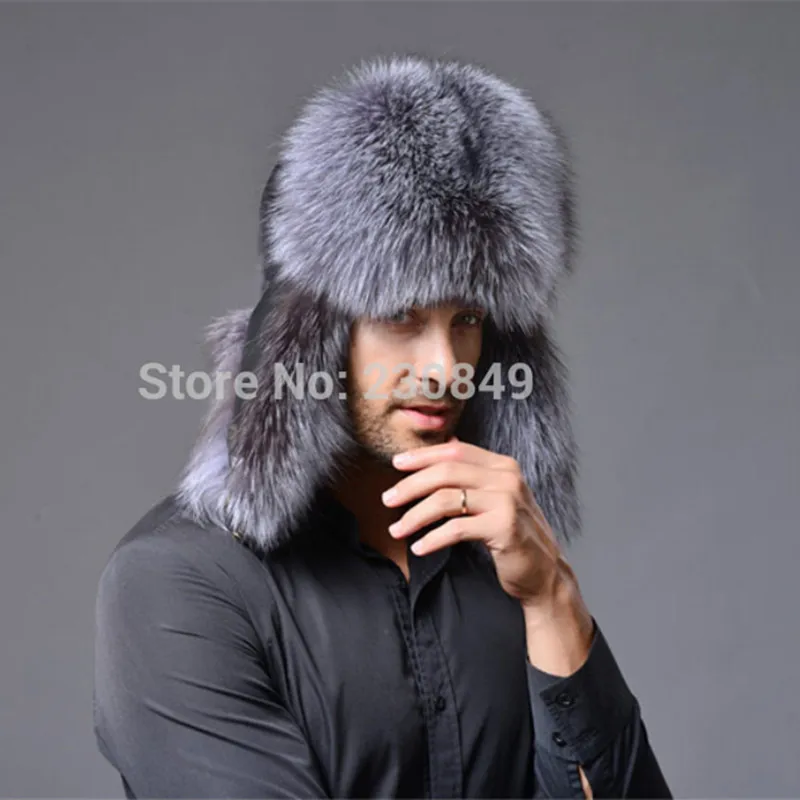 Русская Кожаная Шапка бомбер русская Мужская модная шапка из лисьего меха