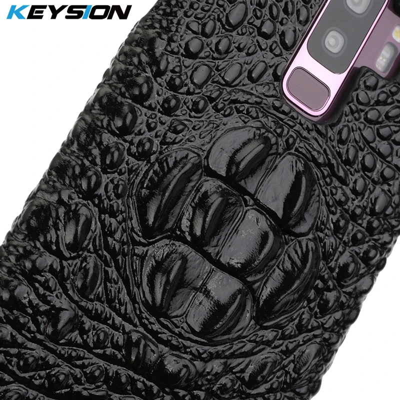 KEYSION Phone Case for Samsung Galaxy S9 Plus Luxury Genuine Leather Crocodile Pattern Back Cover S9+ Anti-knock | Мобильные